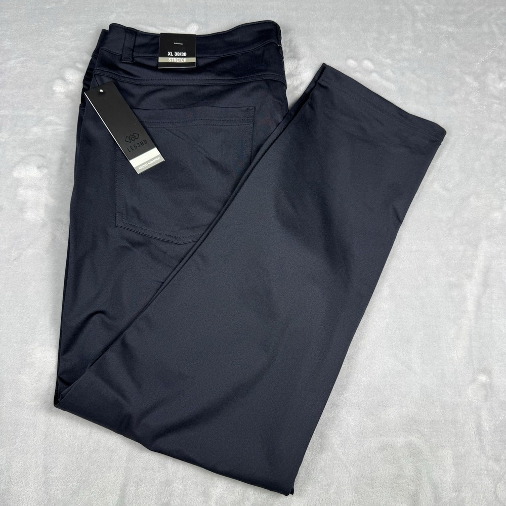 LEG3ND Mens Stretch Performance Pants Dark Navy Blue XL 38x30 Straight Leg NEW‎